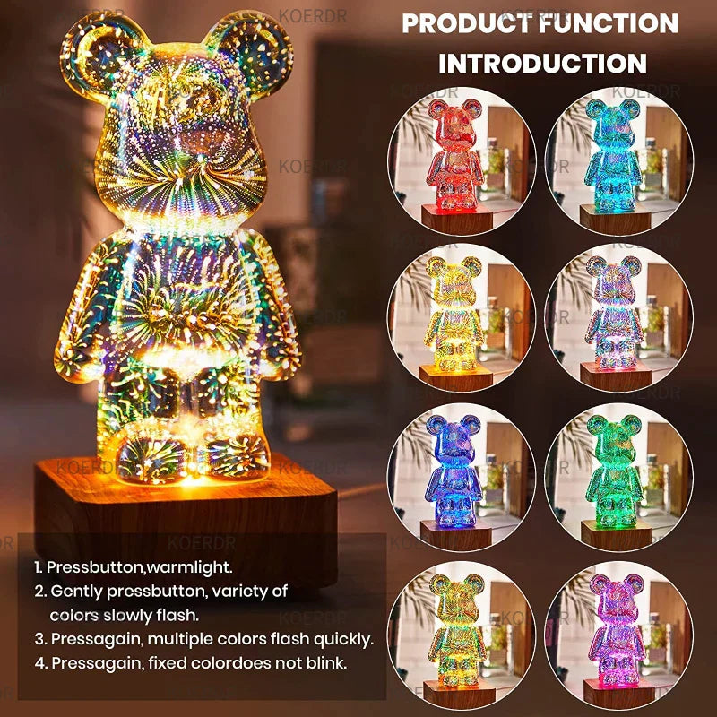 StarBear - Captivating 3D Fireworks Effect Lamp