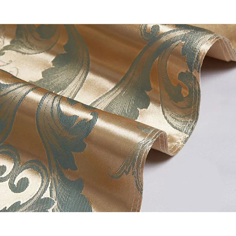 Luxurious Satin Rayon Jacquard Duvet Cover in Gold & Blue