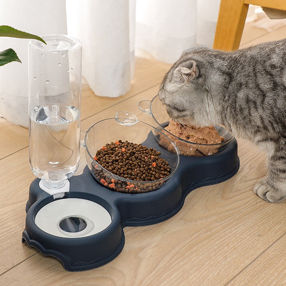 KarlFeast - Stylish 3-in-1 Cat Food Bowl for Pets