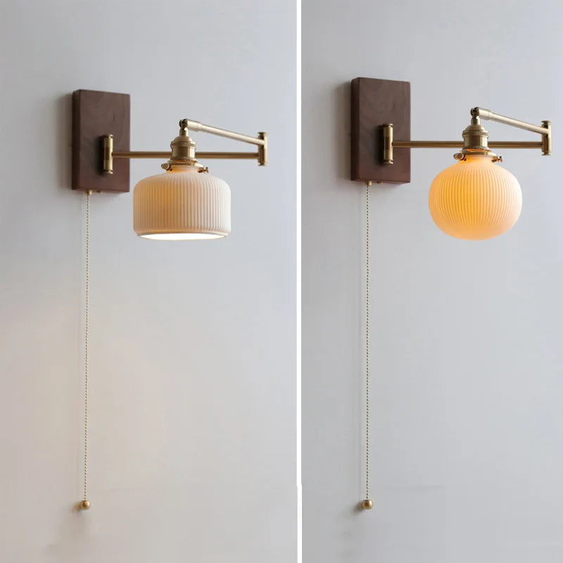 ChicGlow - Elegant Wall Lamp in Wood and Ceramic