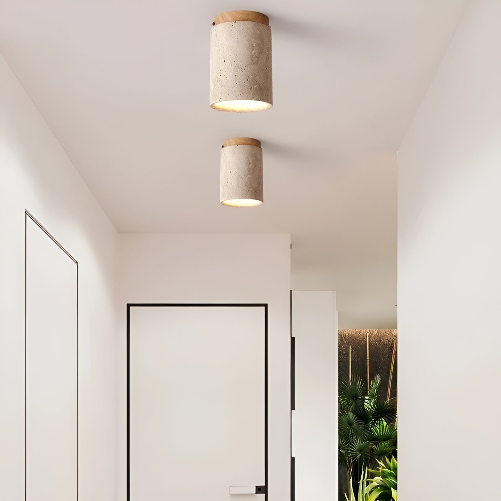 ZenElegance Wabi Sabi Luxe Ceiling Lighting - Natural Travertine LED