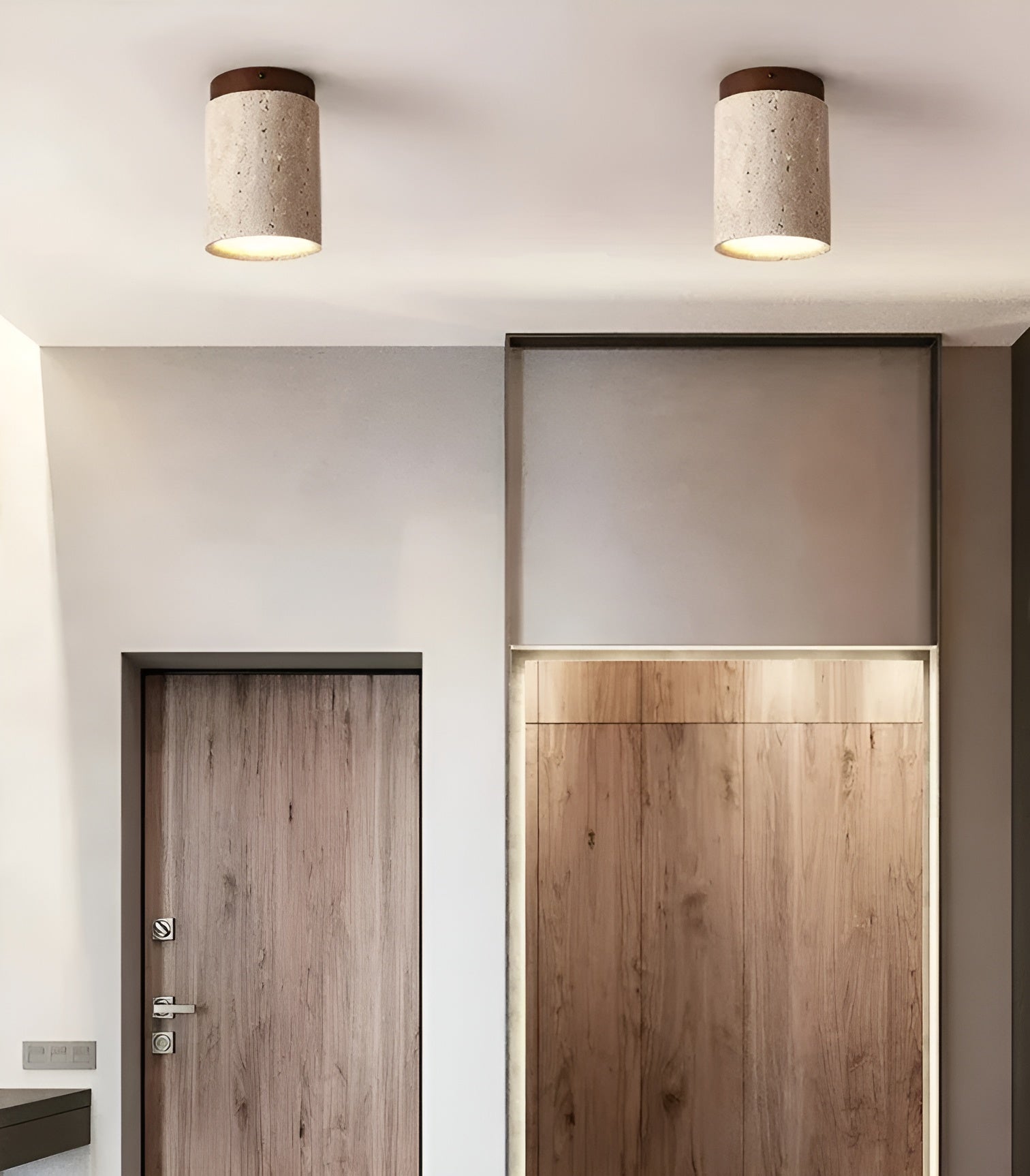 ZenElegance Wabi Sabi Luxe Ceiling Lighting - Natural Travertine LED