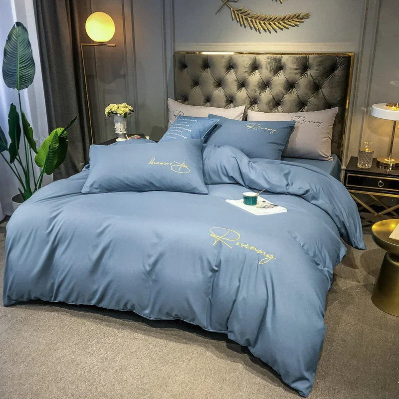 EmbroiLux Bedding - Elegant Luxury Bedspread with Embroidery Design