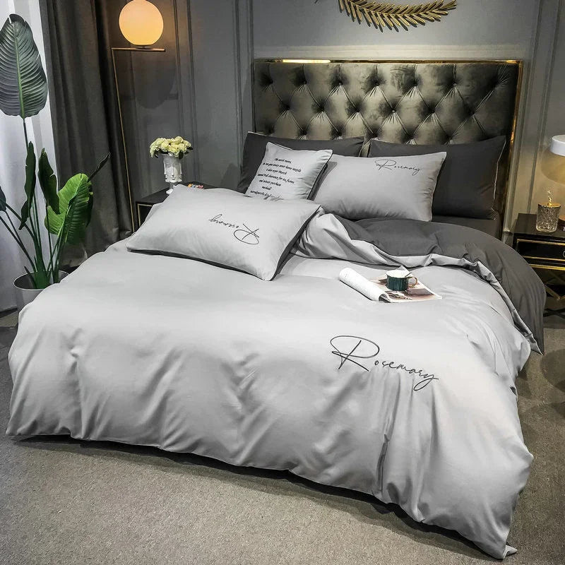 EmbroiLux Bedding - Elegant Luxury Bedspread with Embroidery Design