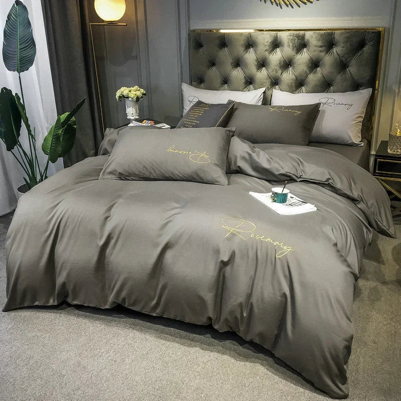 EmbroiLux Bedding - Elegant Luxury Bedspread with Embroidery Design