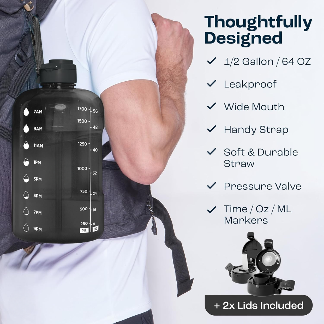 HydraMark - Elegant 2L Water Bottle with Time Indicator