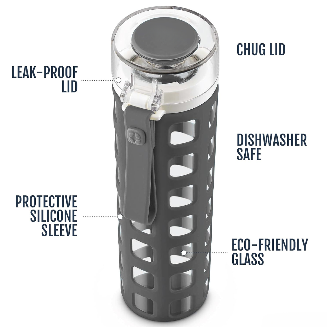 PureSip – Sustainable Glass Water Bottle with Fliplock