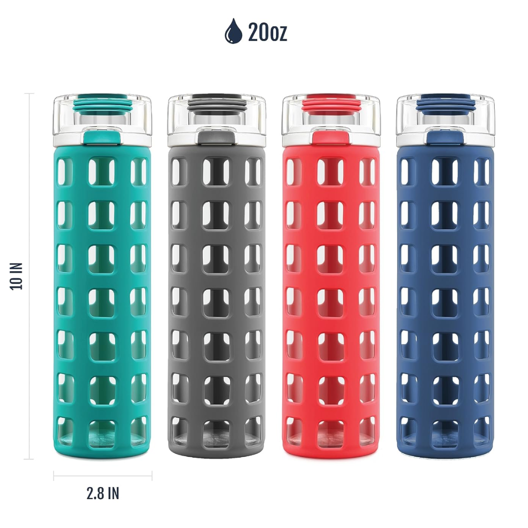 PureSip – Sustainable Glass Water Bottle with Fliplock