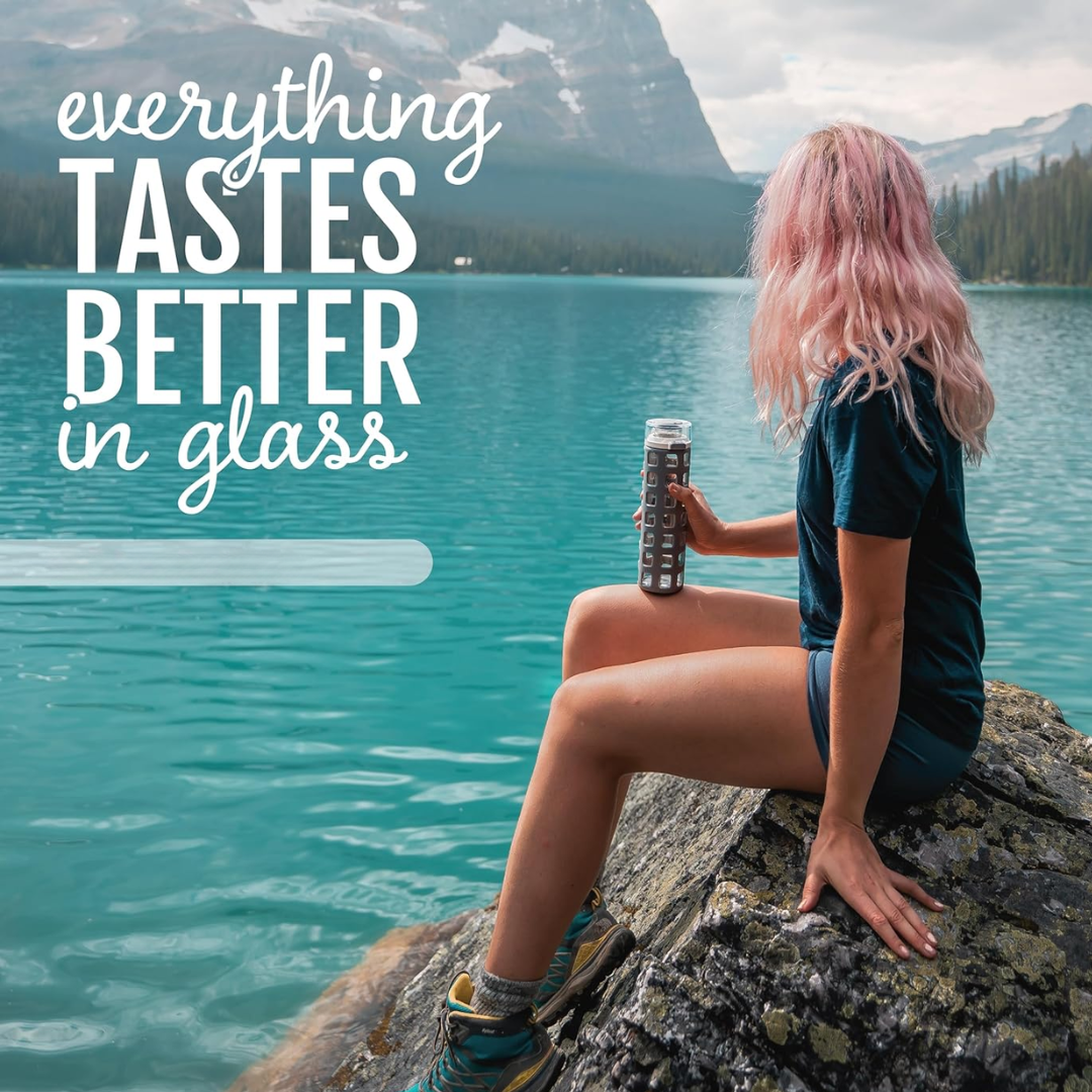 PureSip – Sustainable Glass Water Bottle with Fliplock
