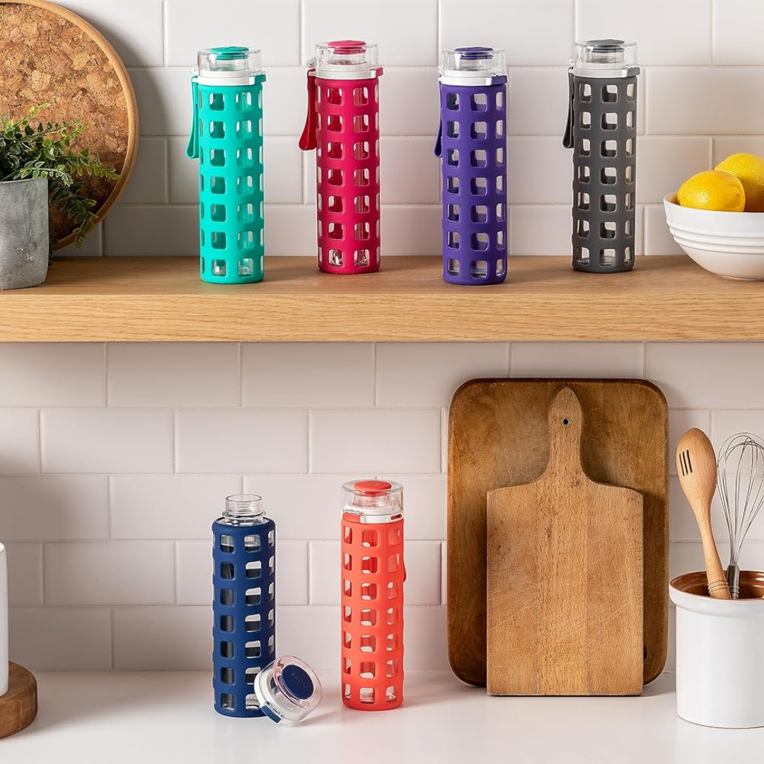 PureSip – Sustainable Glass Water Bottle with Fliplock