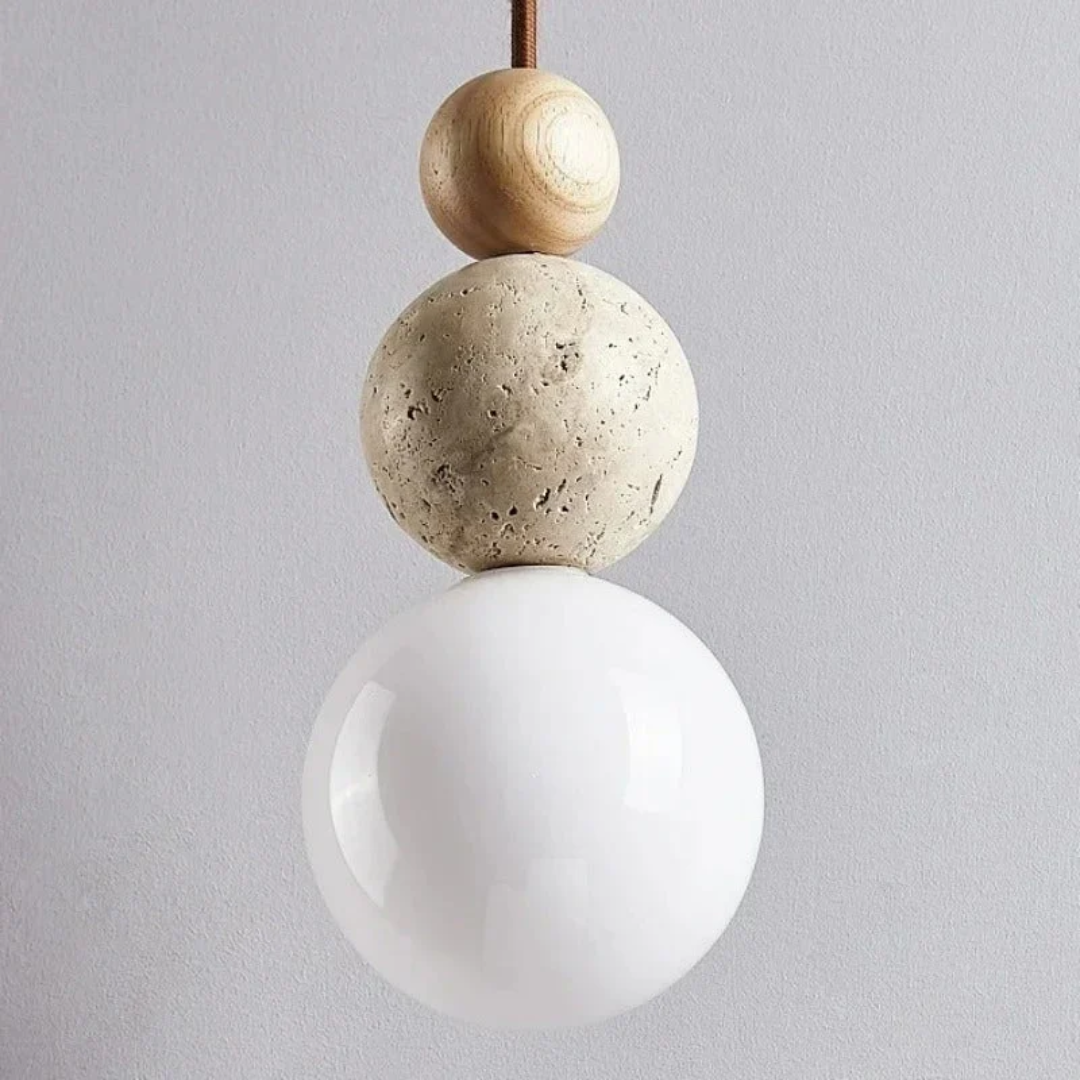 TravertineGlow - Elegant Mahogany Ceiling Lamp for the Home