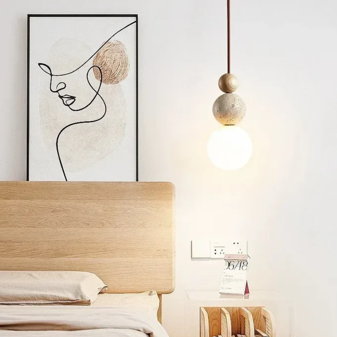 TravertineGlow - Elegant Mahogany Ceiling Lamp for the Home