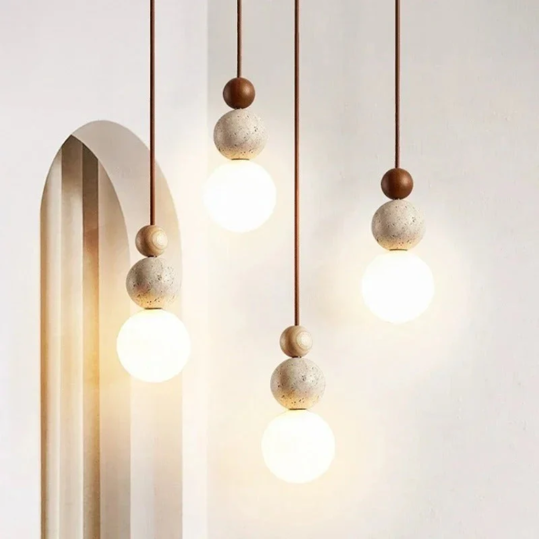 TravertineGlow - Elegant Mahogany Ceiling Lamp for the Home