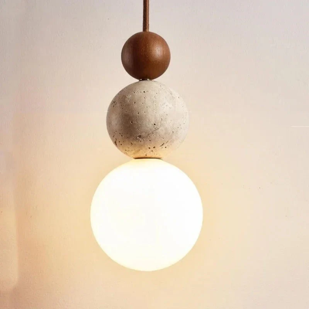 TravertineGlow - Elegant Mahogany Ceiling Lamp for the Home