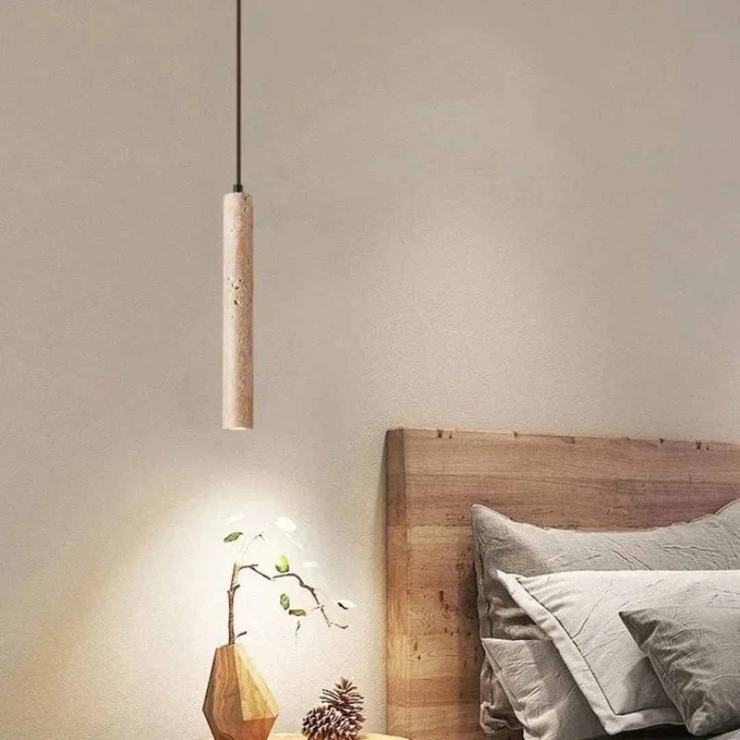 LumoLine – Wabi-Sabi Travertine LED Chrome Light