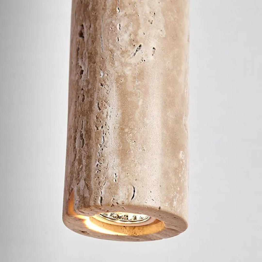 LumoLine – Wabi-Sabi Travertine LED Chrome Light