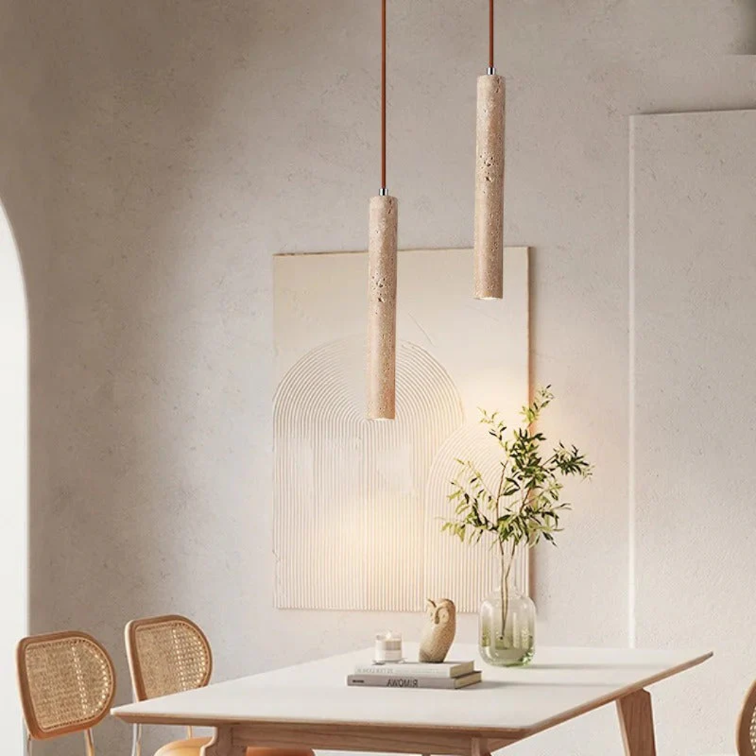 LumoLine – Wabi-Sabi Travertine LED Chrome Light