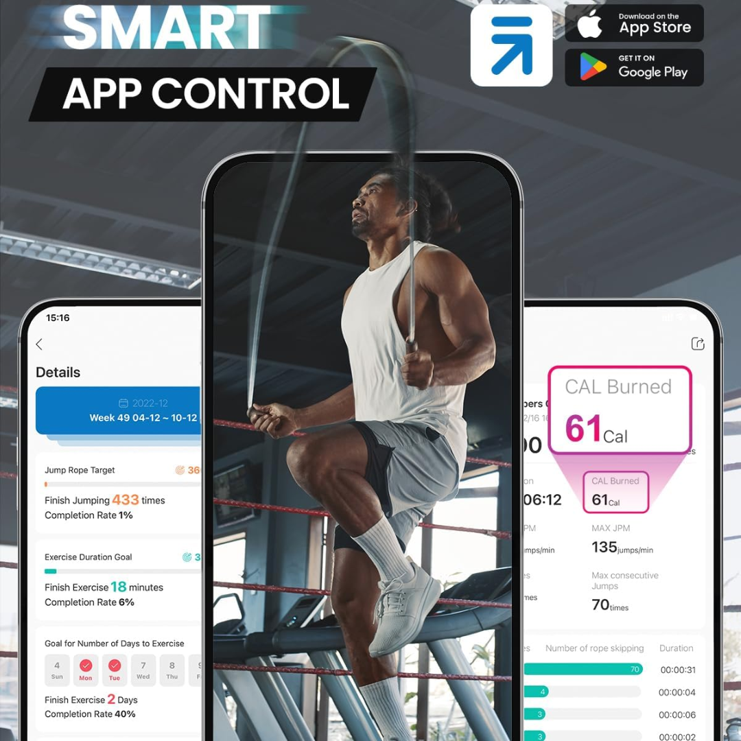 JumpFit - Smart Jump Rope with App and Knobless Design