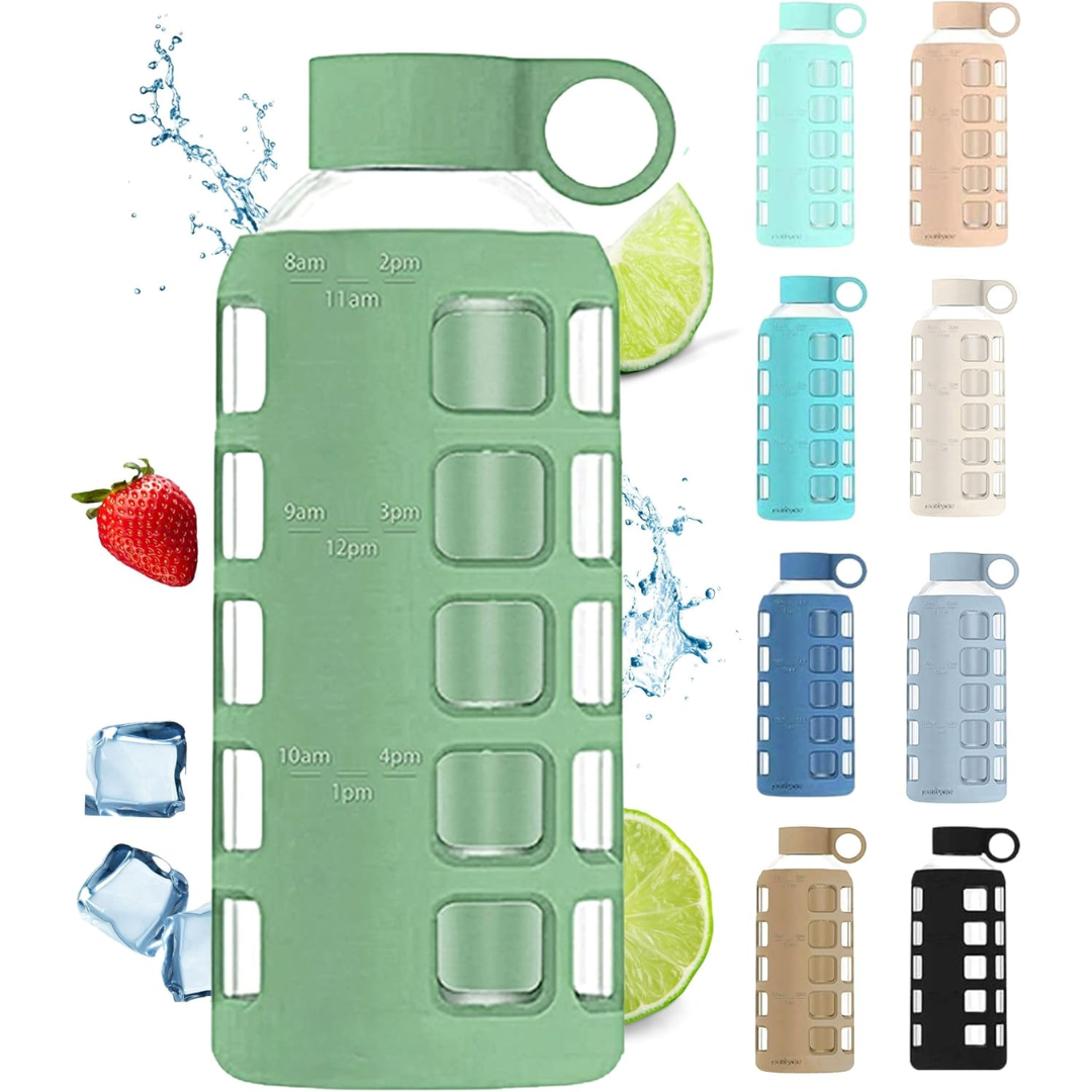 HydraFlow - Glass Drinking Bottle with Time Indicator and Protection