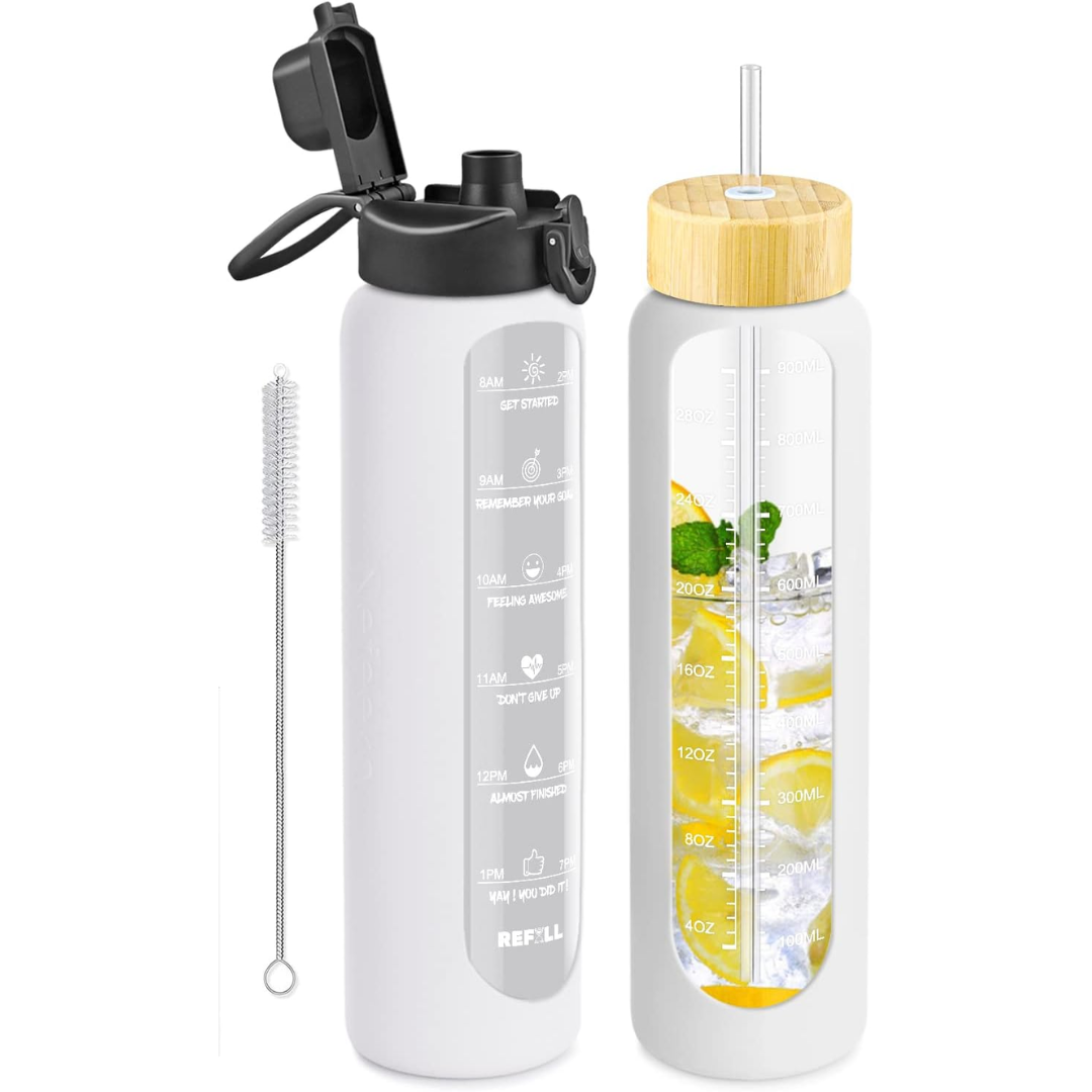 HydraVibe - Reusable Water Bottle with Motivation and Straw