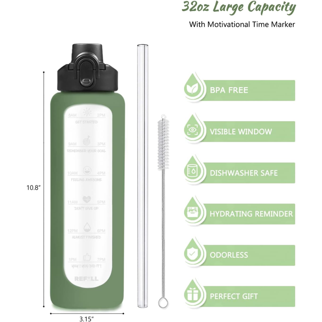 HydraVibe - Reusable Water Bottle with Motivation and Straw