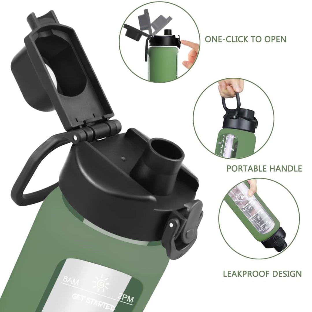 HydraVibe - Reusable Water Bottle with Motivation and Straw