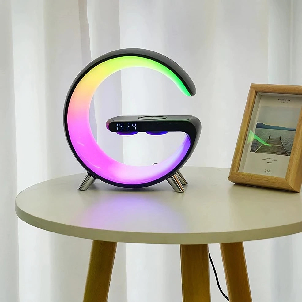 GlowHub - Multifunctional Rechargeable Speaker with Alarm Clock and Mood Light