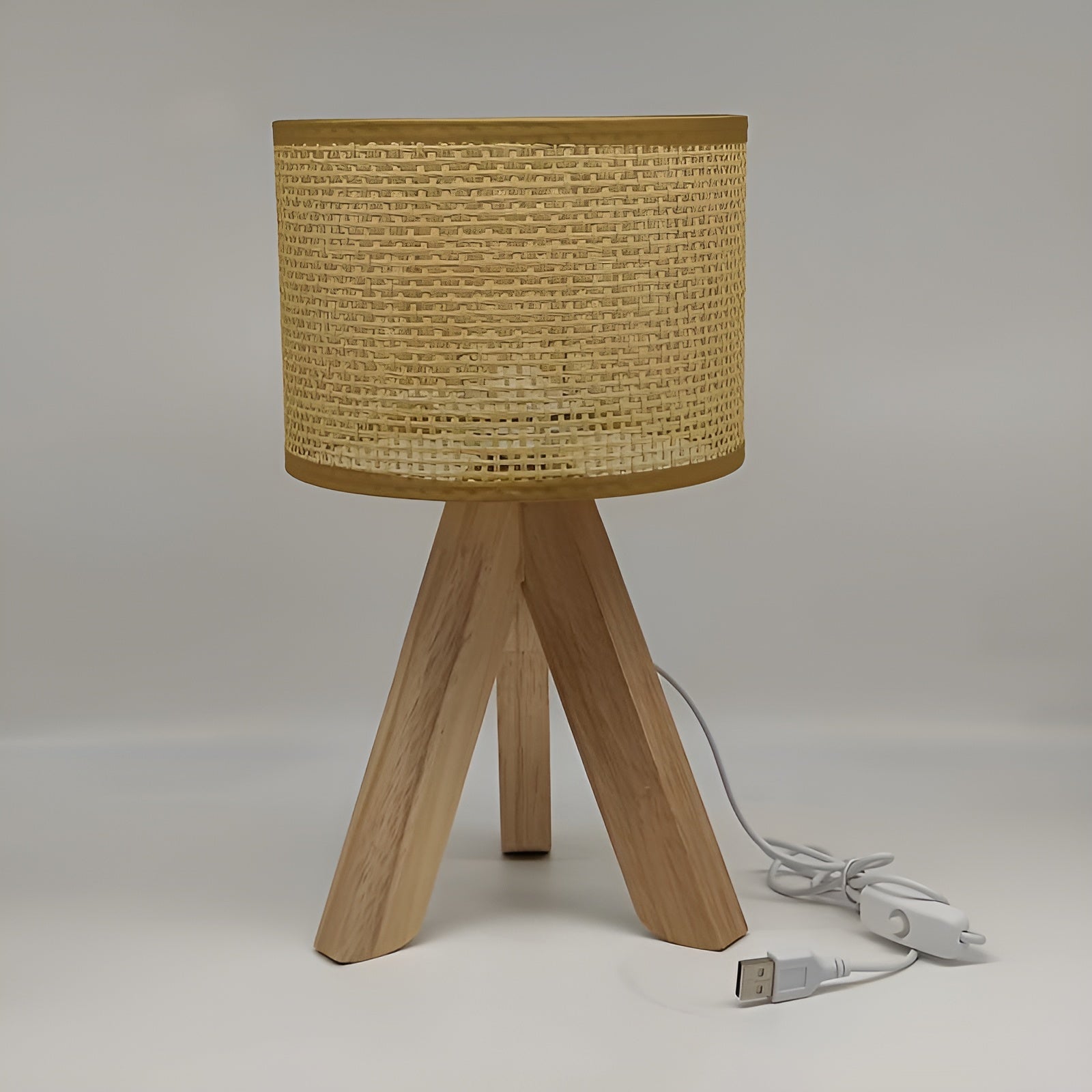 Handmade Rattan Table Lamp with USB and LED - Stylish and Sustainable Design