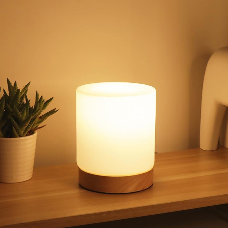 LumiGlow - Refined Glass Tablet Lamp with Touch LED