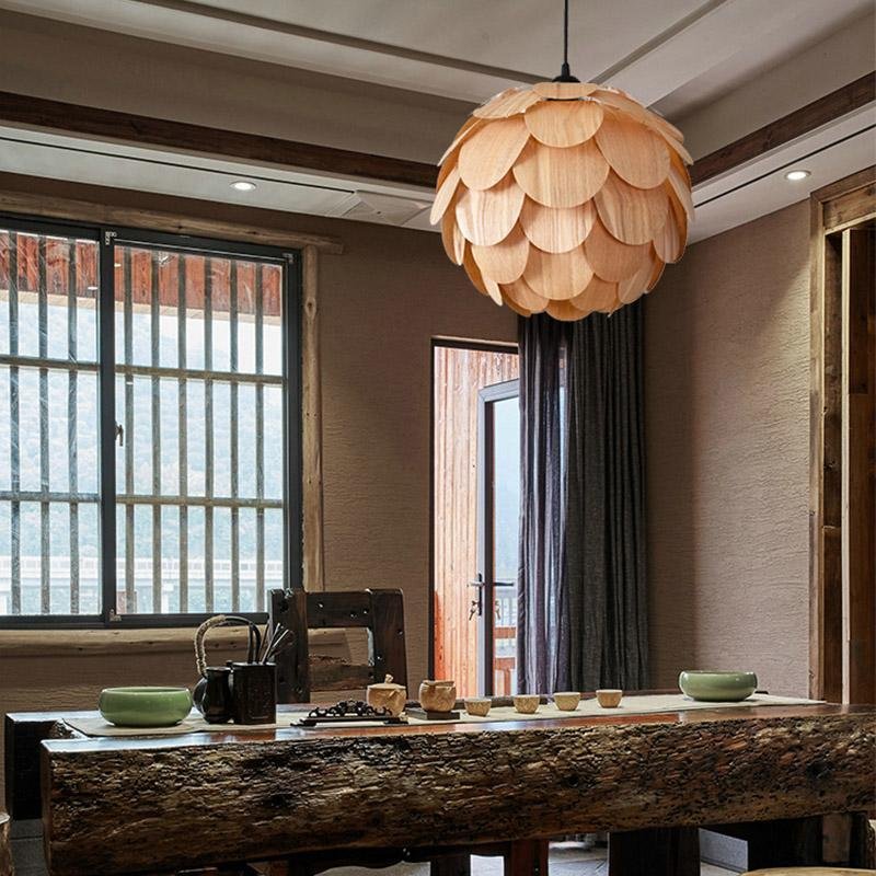 PineappleGlow Hanging Lamp - Luxurious Wooden Hanging Lamp in Pineapple Shape