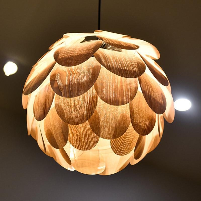 PineappleGlow Hanging Lamp - Luxurious Wooden Hanging Lamp in Pineapple Shape