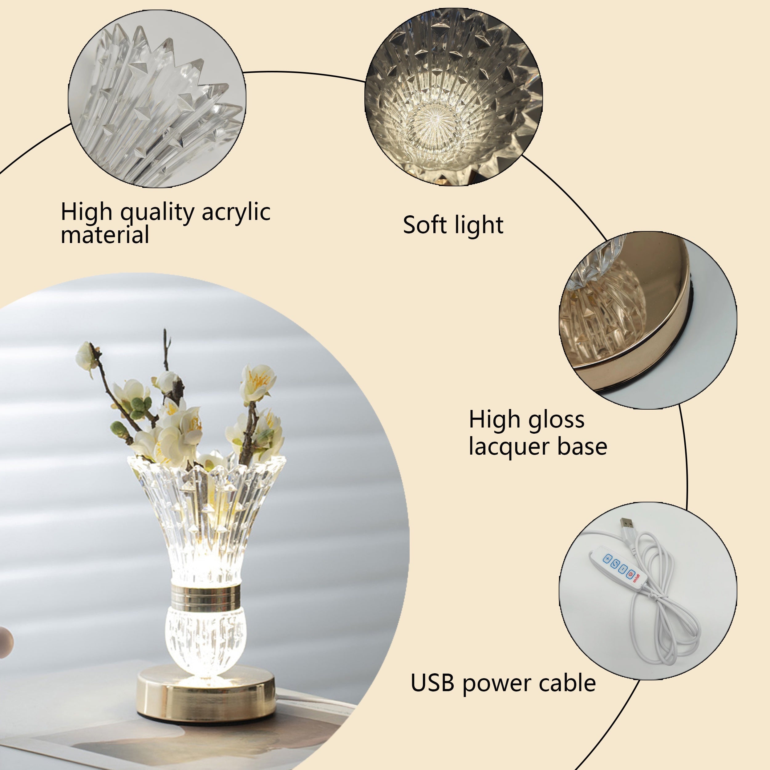 CrystalGlow Lamp – Luxurious LED Table Lamp in Crystal