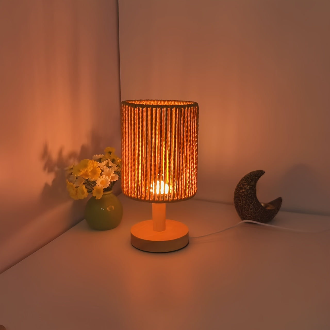 BarrelGlow Lamp - Wooden Design with Striped