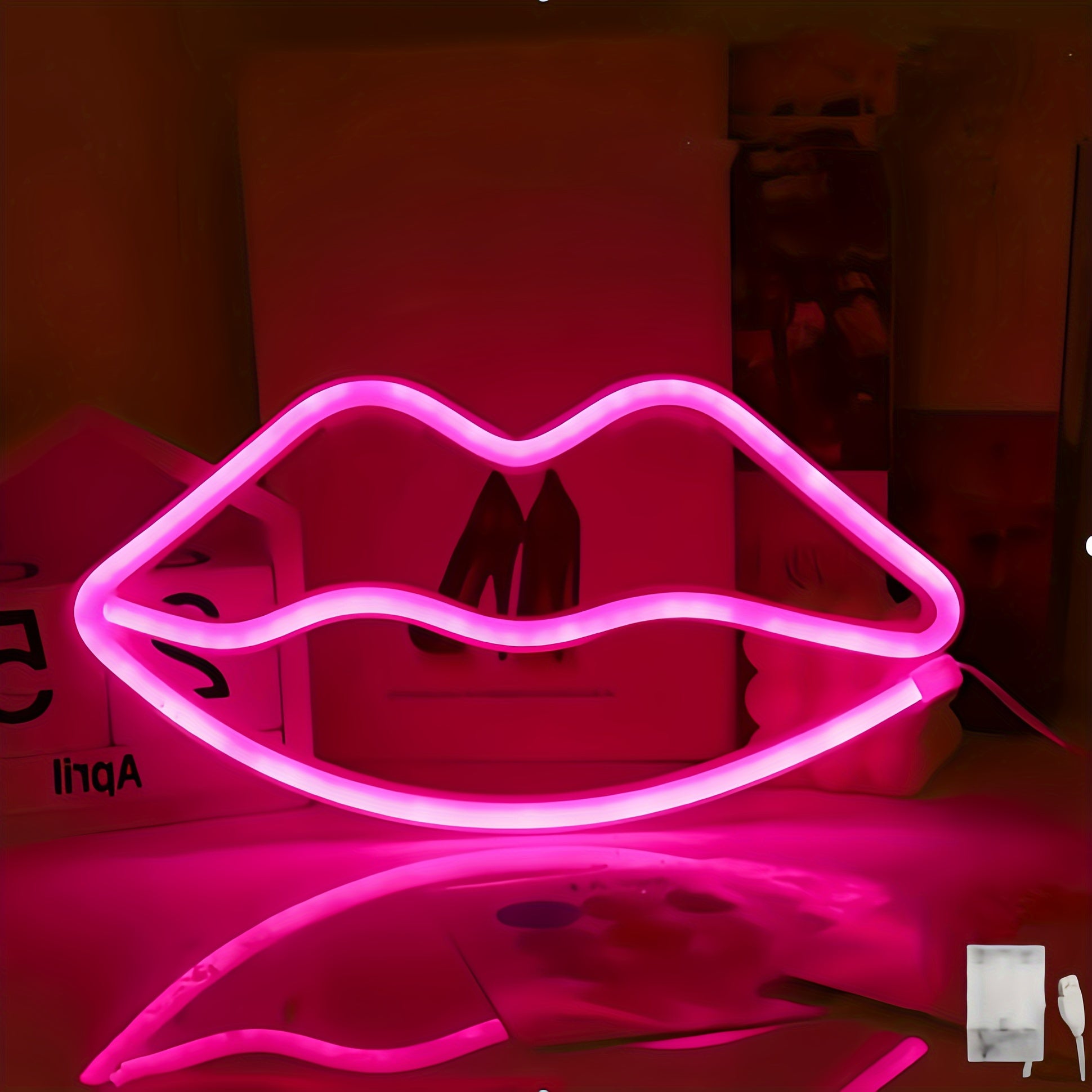 GlowLips - Neon Pink LED Wall Lamp for Valentine's Day
