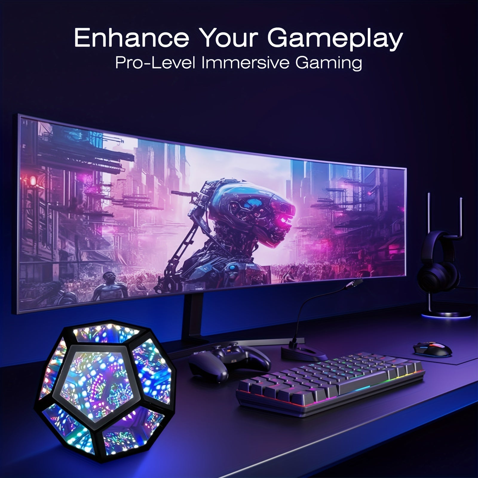 InfinityGlow – 3D Colorful Dodecahedron Lamp with RGB Lighting
