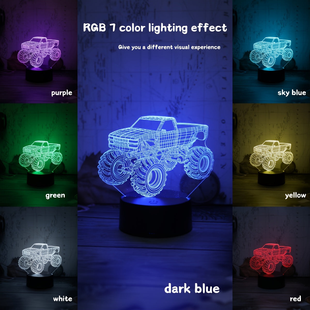 TruckGlow – 3D LED Night Light with Monster Truck Design