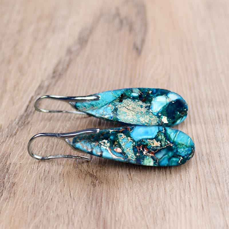 Elegant Teardrop-Shaped Imperial Stone Earrings - Amara Collection