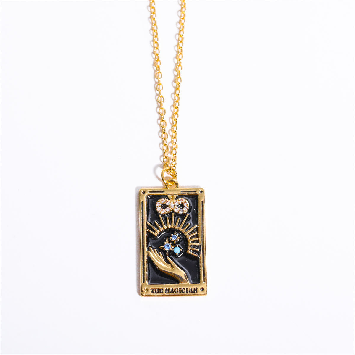Elegant Amara Tarot Drop Pendant Necklace with Zirconia Gold Plating