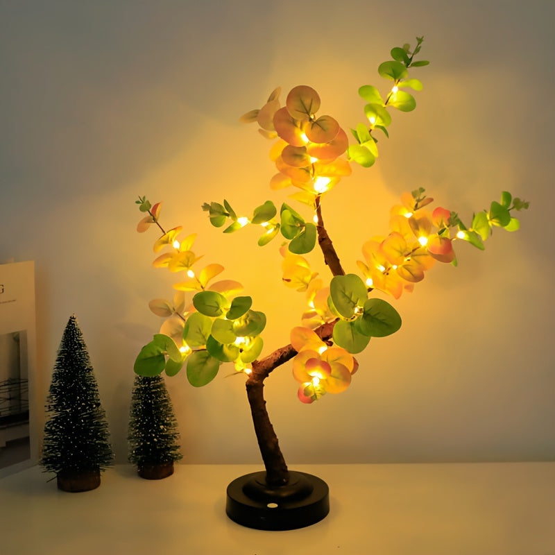 EucalyptusGlow Tree - LED Bonsai Lamp with Rechargeable Power