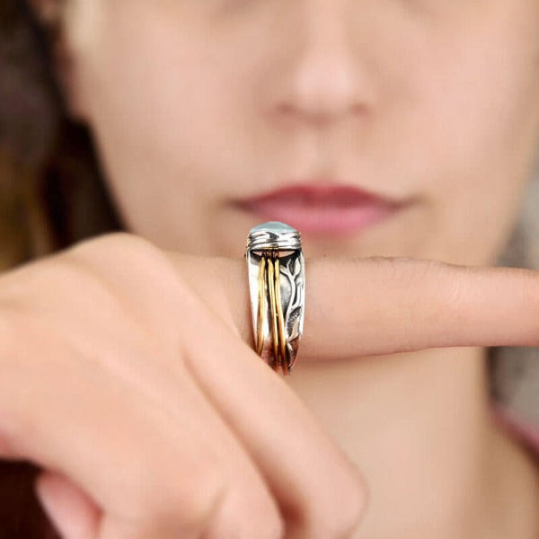 Enchanting Aquamarine Spinning Ring - Selene Design