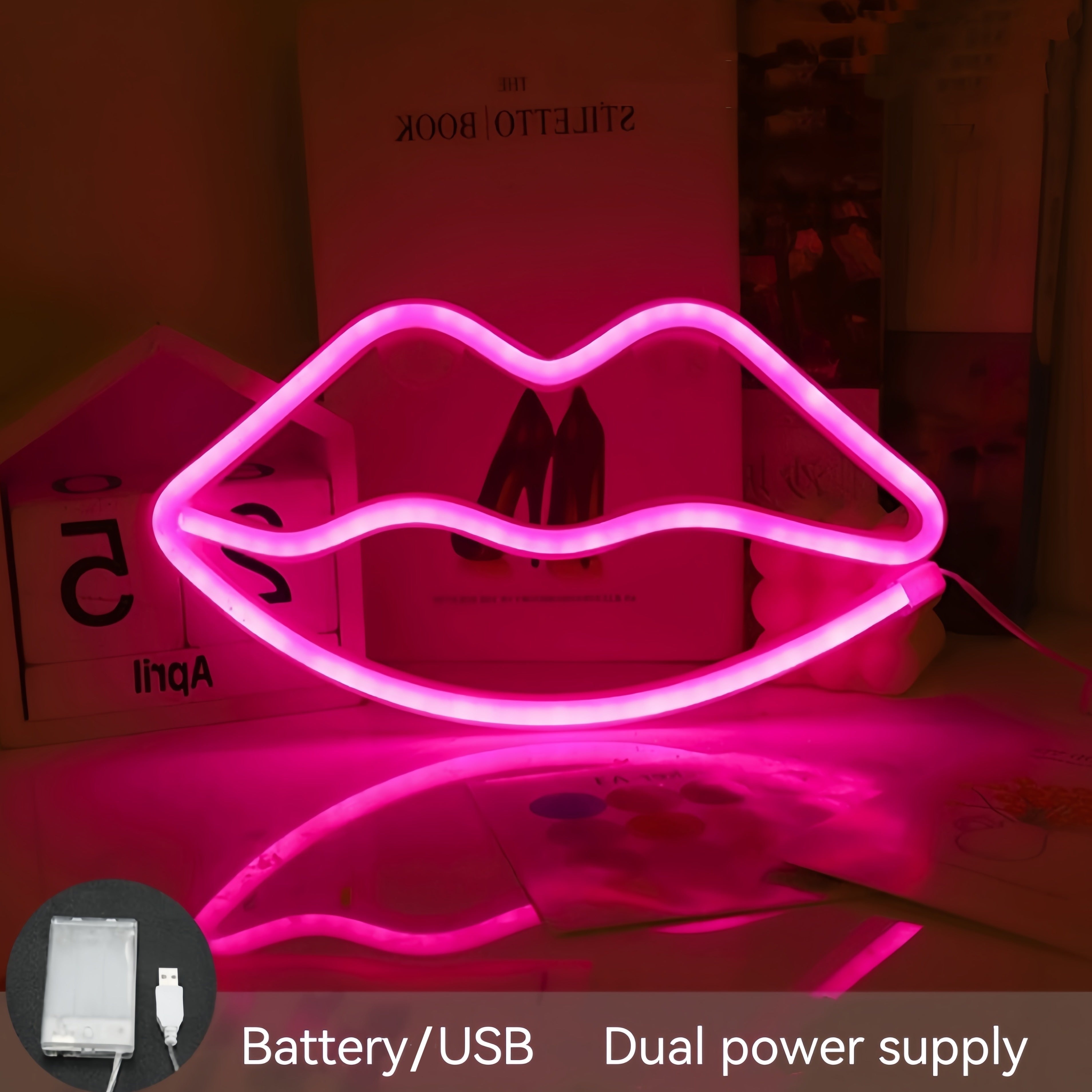 GlowLips - Neon Pink LED Wall Lamp for Valentine's Day