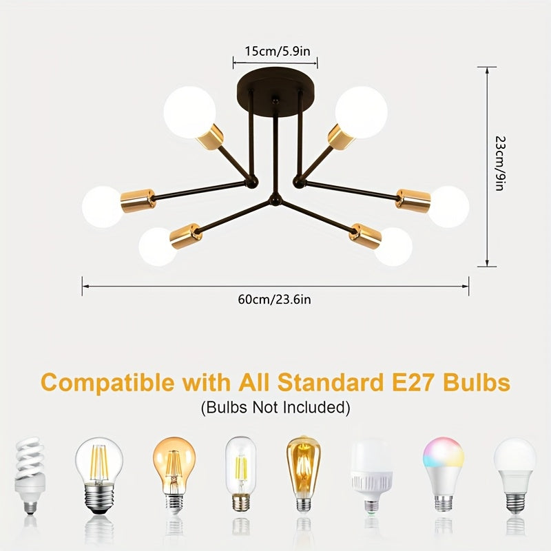 RetroGlow - Industrial 6-Light Ceiling Light
