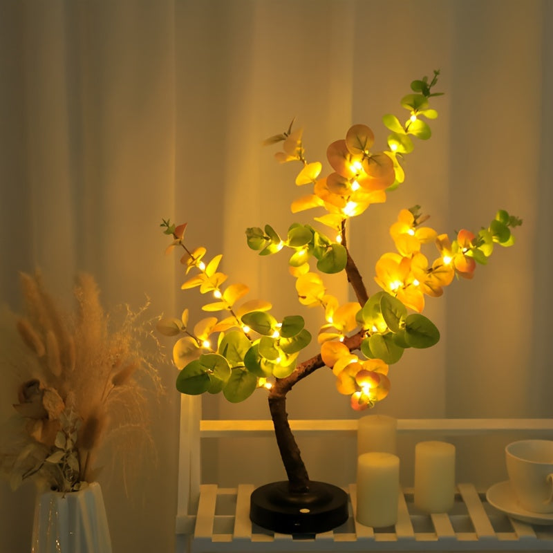 EucalyptusGlow Tree - LED Bonsai Lamp with Rechargeable Power