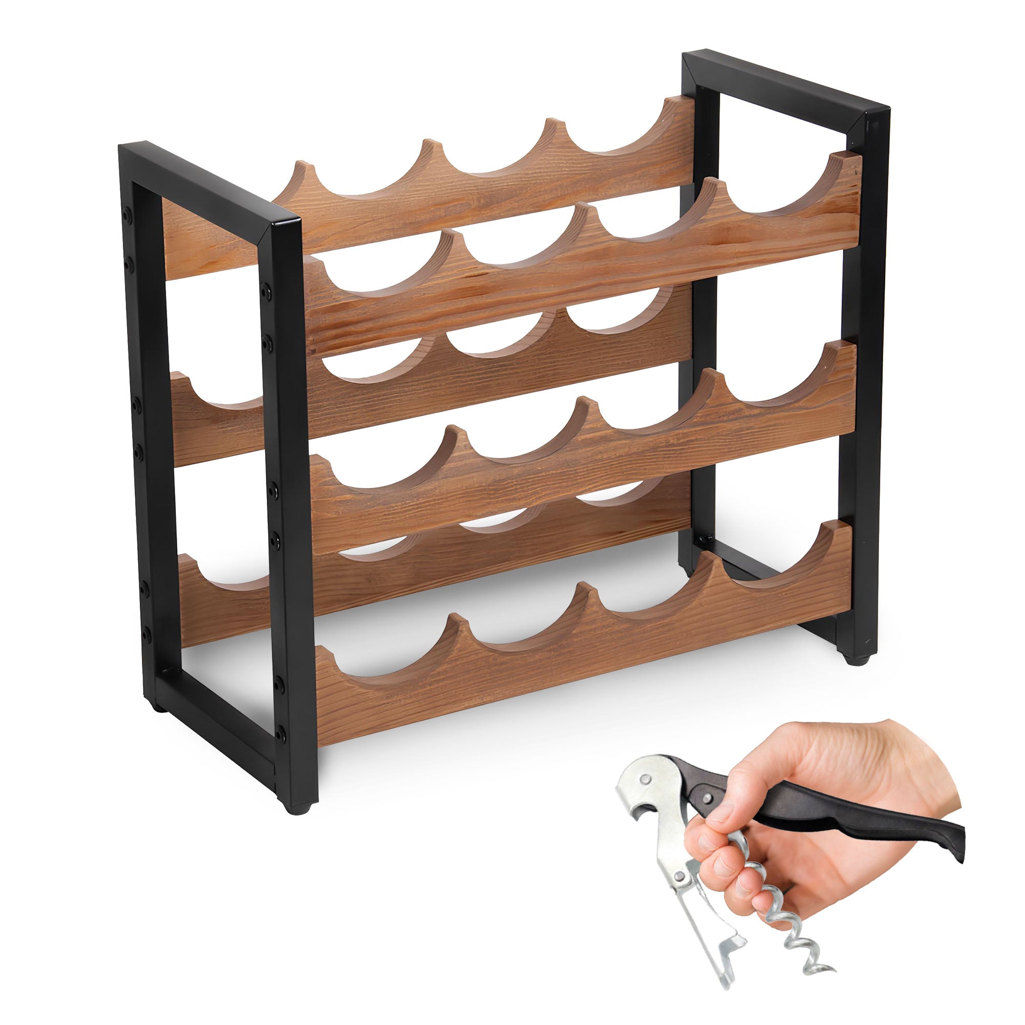 WineArt - Stylish Wooden Holder for 12 Bottles