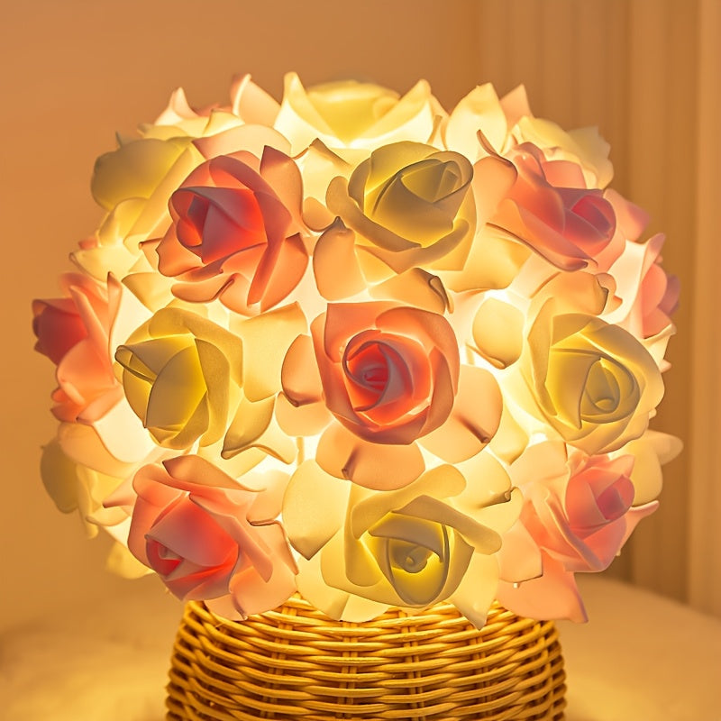 FloraGlow - Luxurious Art Deco Rose Table Lamp with USB
