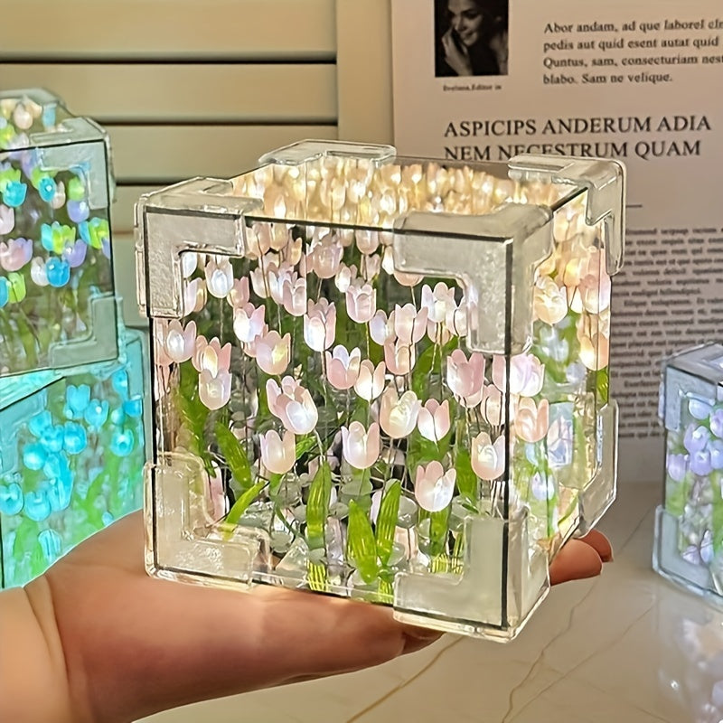 TulipGlow - Elegant Tulip LED Night Light with Mirror