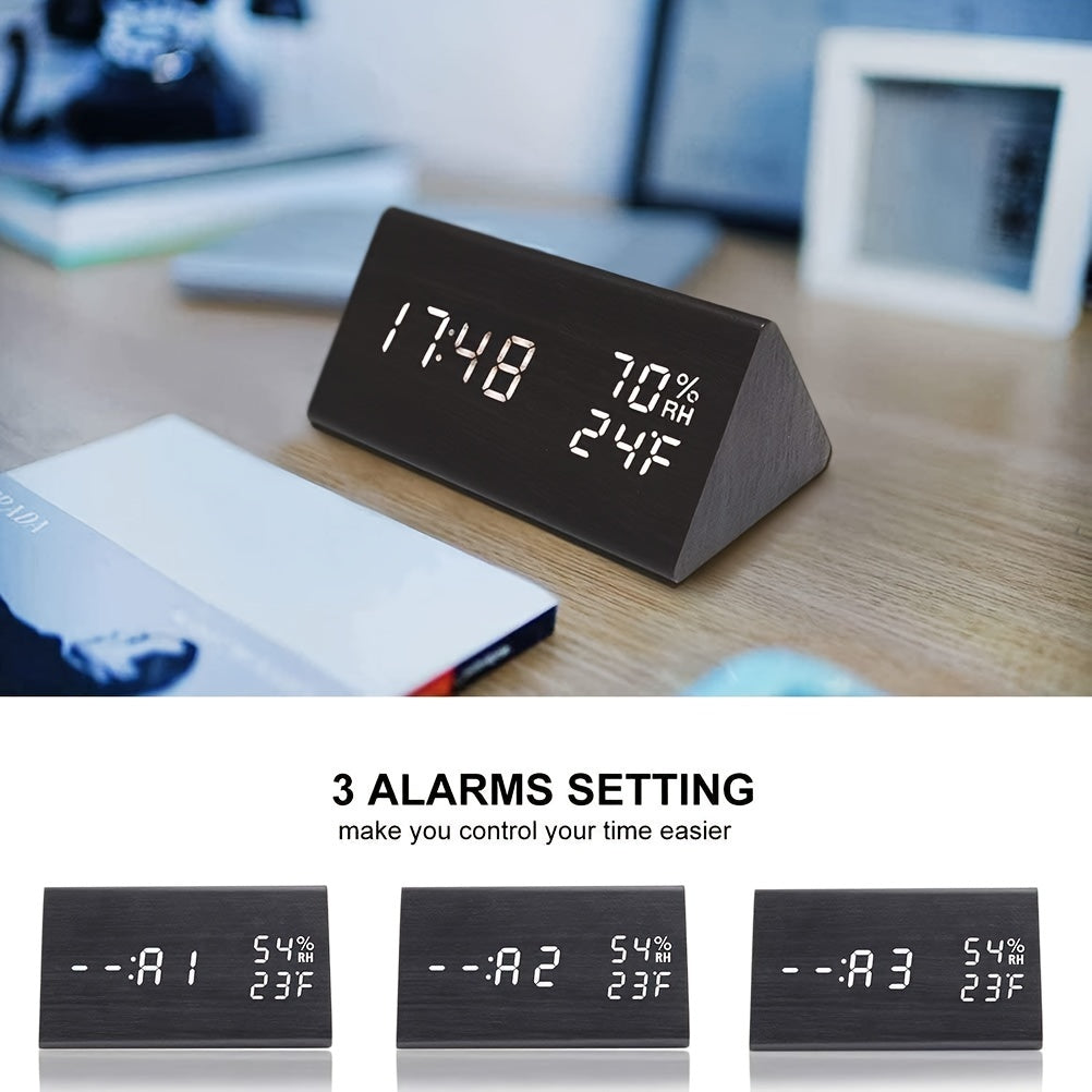 NatureClock – Stylish Wooden Alarm Clock with Climate Display