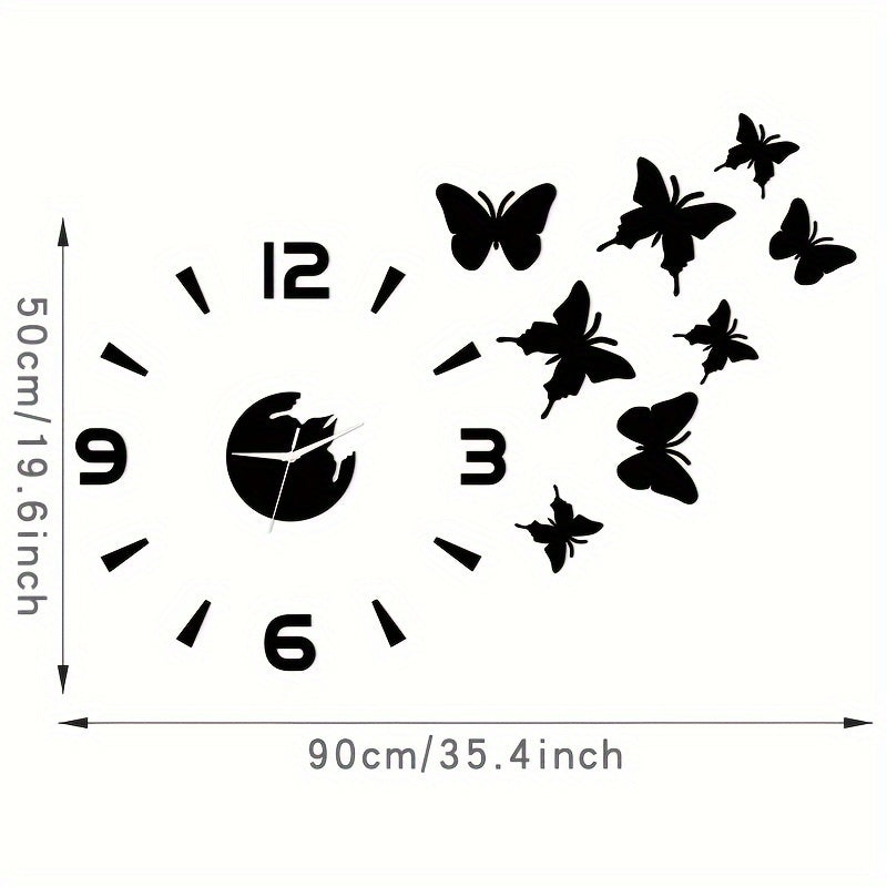 AcrylicButterfly - Luxury 3D Butterfly Mirror Clock