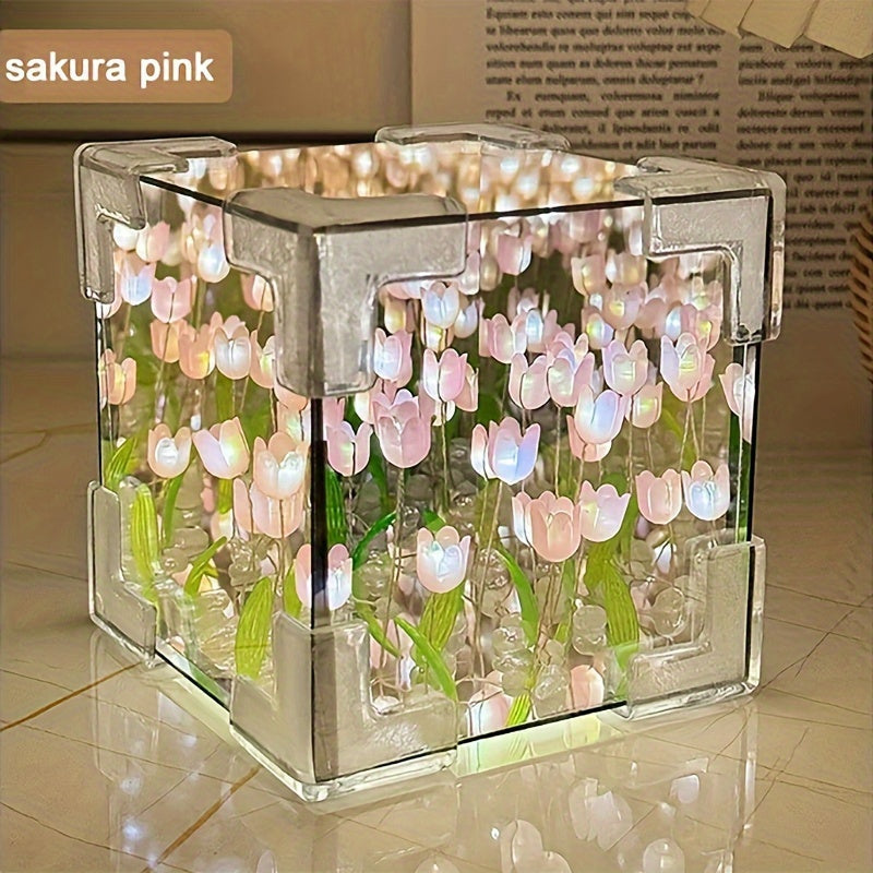 TulipGlow - Elegant Tulip LED Night Light with Mirror