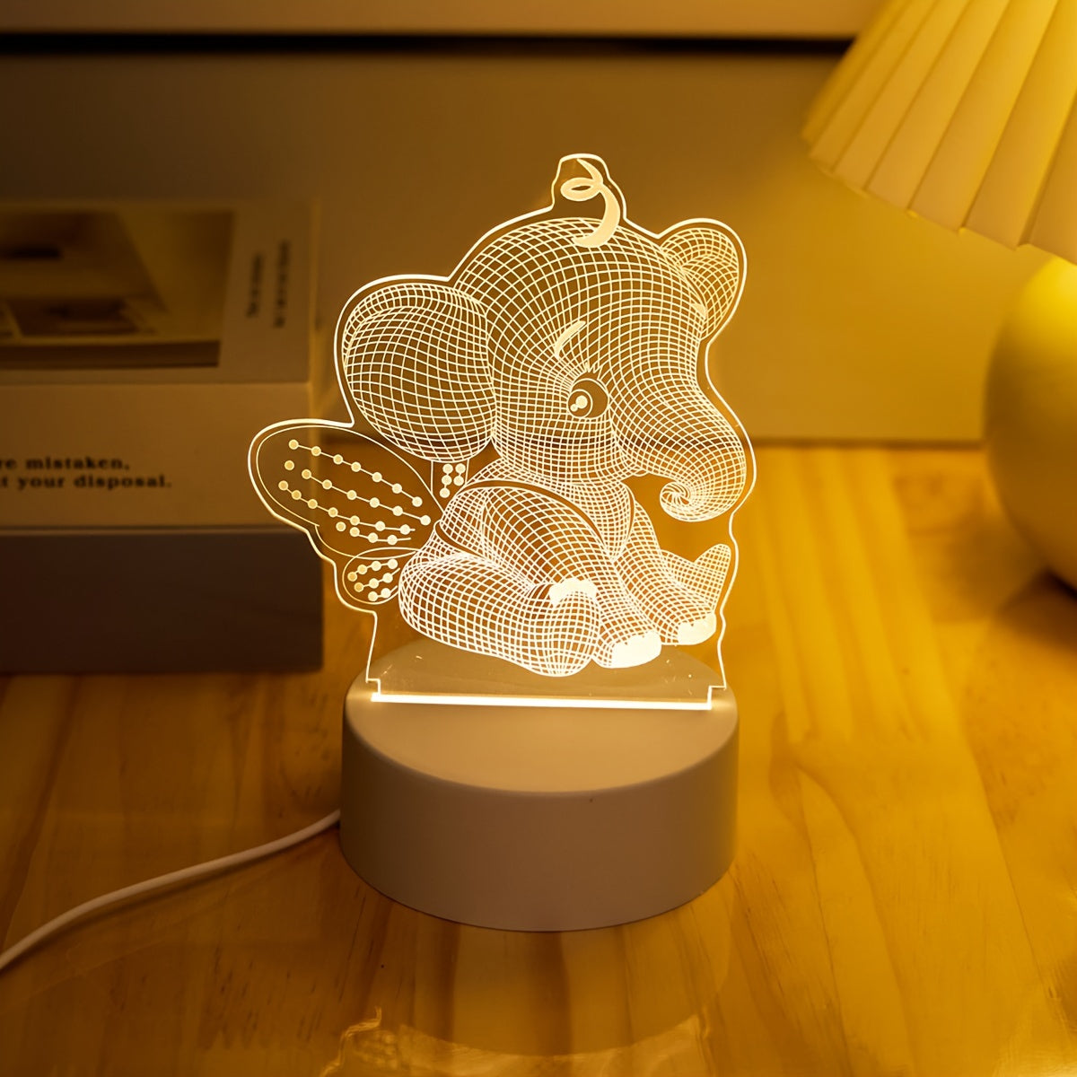 AngelElephant Lamp - 3D LED Table Lamp with USB Connection